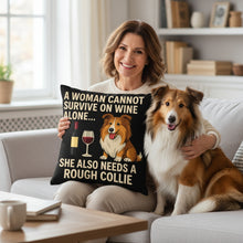 Load image into Gallery viewer, Personalized “A Woman Cannot Survive on Wine Alone…” Shar Pei Pillowcase-Home Decor-Dog Mom Gifts,Home Decor,Personalize Artwork,Pillows,Shar Pei-5