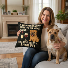 Load image into Gallery viewer, Personalized “A Woman Cannot Survive on Wine Alone…” Shih Tzu Pillowcase-Home Decor-Dog Mom Gifts,Home Decor,Personalize Artwork,Pillows,Shih Tzu-3