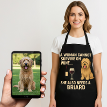 Load image into Gallery viewer, Personalized “A Woman Cannot Survive on Wine…” Briard Apron-Personalized Dog Gifts-Accessories,Apron,Briard,Dog Mom Gifts,Personalize Artwork-1