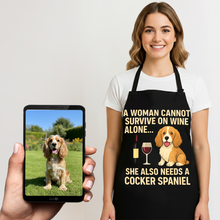 Load image into Gallery viewer, Personalized “A Woman Cannot Survive on Wine…” Cocker Spaniel Apron-Personalized Dog Gifts-Accessories,Apron,Cocker Spaniel,Dog Mom Gifts,Personalize Artwork-1