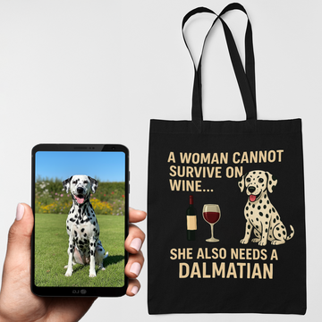 Personalized A Woman Cannot Survive On Wine  Custom Dalmatian Tote Bags 360x