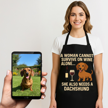 Personalized A Woman Cannot Survive On Wine Dachshund Apron 360x