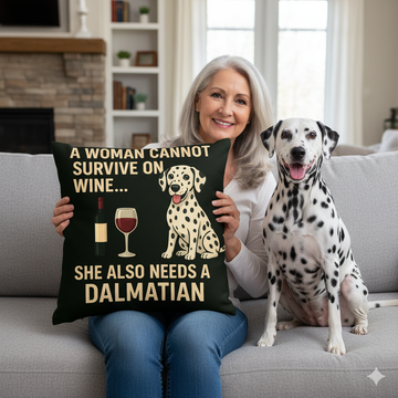 Personalized A Woman Cannot Survive On Wine Dalmatian Pillowcase 360x