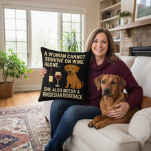 Load image into Gallery viewer, Personalized “A Woman Cannot Survive on Wine…” Doberman Pillowcase-Home Decor-Doberman,Dog Mom Gifts,Home Decor,Personalize Artwork,Pillows-4