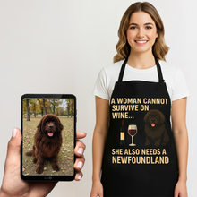 Load image into Gallery viewer, Personalized “A Woman Cannot Survive on Wine…” Newfoundland Apron-Personalized Dog Gifts-Accessories,Apron,Dog Mom Gifts,Newfoundland,Personalize Artwork-1