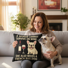 Load image into Gallery viewer, Personalized “A Woman Cannot Survive on Wine…” Utonagan Pillowcase-Home Decor-Dog Mom Gifts,Home Decor,Personalize Artwork,Pillows,Utonagan-4