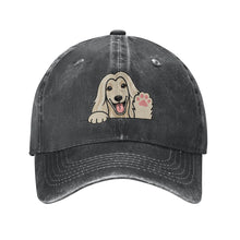 Load image into Gallery viewer, Personalized Afghan Hound Baseball Cap - Waving Afghan Hound Design - Match Your Dog's Coat Color-Hats &amp; Caps-Accessories,Afghan Hound,Baseball Caps,Dog Dad Gifts,Dog Mom Gifts-Black-One Size-1
