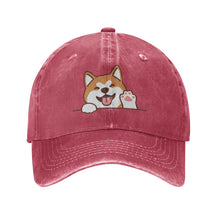 Load image into Gallery viewer, Personalized Akita Baseball Cap - Waving Akita Design - Match Your Dog's Coat Color-Hats &amp; Caps-Accessories,Akita,Baseball Caps,Dog Dad Gifts,Dog Mom Gifts-Red-One Size-1