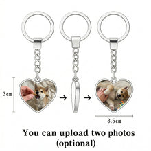 Load image into Gallery viewer, Personalized Akita Keychain - Heart Shaped - Double-Sided Glass-Key Chain-Accessories,Akita,Keychain,Upload Photo-3