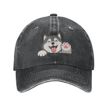 Load image into Gallery viewer, Personalized Alaskan Malamute Baseball Cap - Waving Alaskan Malamute Design - Match Your Dog's Coat Color-Hats &amp; Caps-Accessories,Alaskan Malamute,Baseball Caps,Dog Dad Gifts,Dog Mom Gifts-Black-One Size-3