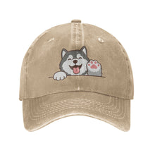 Load image into Gallery viewer, Personalized Alaskan Malamute Baseball Cap - Waving Alaskan Malamute Design - Match Your Dog's Coat Color-Hats &amp; Caps-Accessories,Alaskan Malamute,Baseball Caps,Dog Dad Gifts,Dog Mom Gifts-Natural-One Size-1