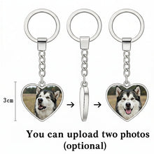 Load image into Gallery viewer, Personalized Alaskan Malamute Keychain - Heart Shaped - Double-Sided Glass-Key Chain-Accessories,Alaskan Malamute,Keychain,Upload Photo-2