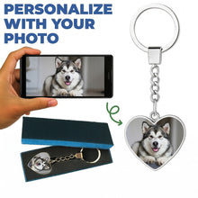 Load image into Gallery viewer, Personalized Alaskan Malamute Keychain - Heart Shaped - Double-Sided Glass-Key Chain-Accessories,Alaskan Malamute,Keychain,Upload Photo-4