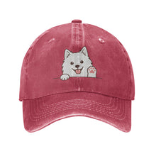 Load image into Gallery viewer, Personalized American Eskimo Dog Baseball Cap - Waving American Eskimo Dog Design - Match Your Dog's Coat Color-Hats &amp; Caps-Red-One Size-1
