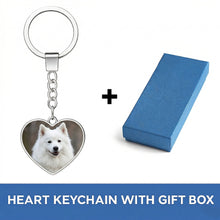 Load image into Gallery viewer, Personalized American Eskimo Dog Keychain - Heart Shaped - Double-Sided Glass-Key Chain-Accessories,American Eskimo Dog,Keychain,Upload Photo-3