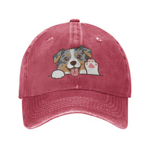 Load image into Gallery viewer, Personalized Australian Shepherd Baseball Cap - Waving Australian Shepherd Design - Match Your Dog's Coat Color-Hats &amp; Caps-Accessories,Australian Shepherd,Baseball Caps,Dog Dad Gifts,Dog Mom Gifts-Red-One Size-1