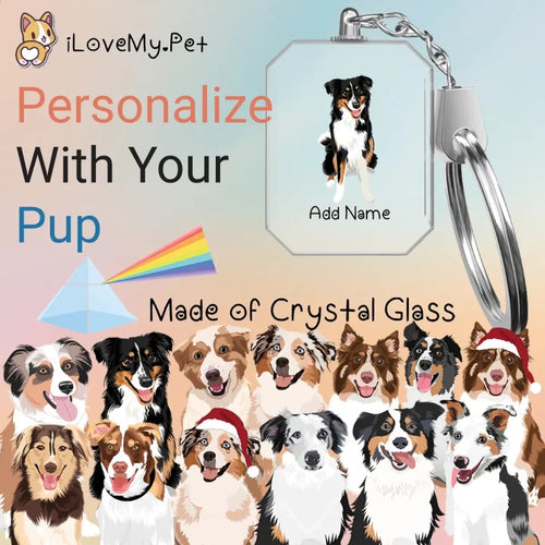 Australian Shepherd crystal-keychain-multi