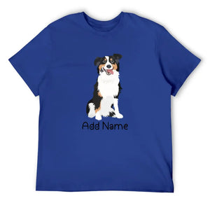 Personalized Australian Shepherd Dad Cotton T Shirt-Apparel-Apparel, Australian Shepherd, Dog Dad Gifts, Personalized, Shirt, T Shirt-Men's Cotton T Shirt-Blue-Medium-11