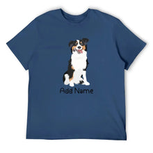 Load image into Gallery viewer, Personalized Australian Shepherd Dad Cotton T Shirt-Apparel-Apparel, Australian Shepherd, Dog Dad Gifts, Personalized, Shirt, T Shirt-Men&#39;s Cotton T Shirt-Navy Blue-Medium-12