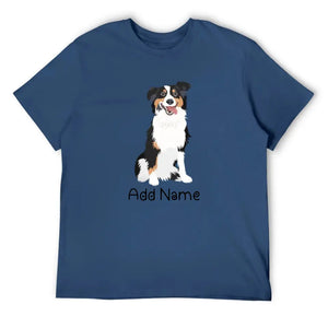 Personalized Australian Shepherd Dad Cotton T Shirt-Apparel-Apparel, Australian Shepherd, Dog Dad Gifts, Personalized, Shirt, T Shirt-Men's Cotton T Shirt-Navy Blue-Medium-12