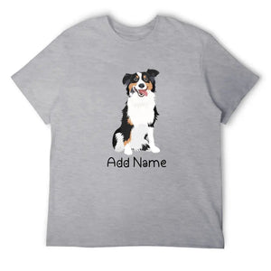 Personalized Australian Shepherd Dad Cotton T Shirt-Apparel-Apparel, Australian Shepherd, Dog Dad Gifts, Personalized, Shirt, T Shirt-Men's Cotton T Shirt-Gray-Medium-19