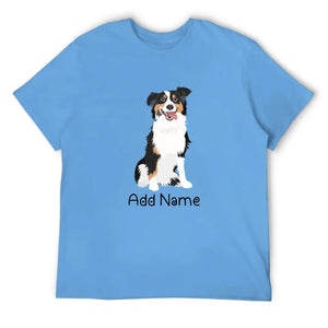 Personalized Australian Shepherd Dad Cotton T Shirt-Apparel-Apparel, Australian Shepherd, Dog Dad Gifts, Personalized, Shirt, T Shirt-Men's Cotton T Shirt-Sky Blue-Medium-2