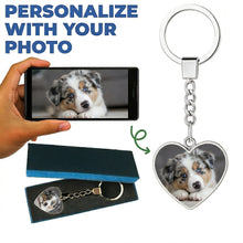 Load image into Gallery viewer, Personalized Australian Shepherd Keychain - Heart Shaped - Double-Sided Glass-Key Chain-Accessories,Australian Shepherd,Keychain,Upload Photo-1