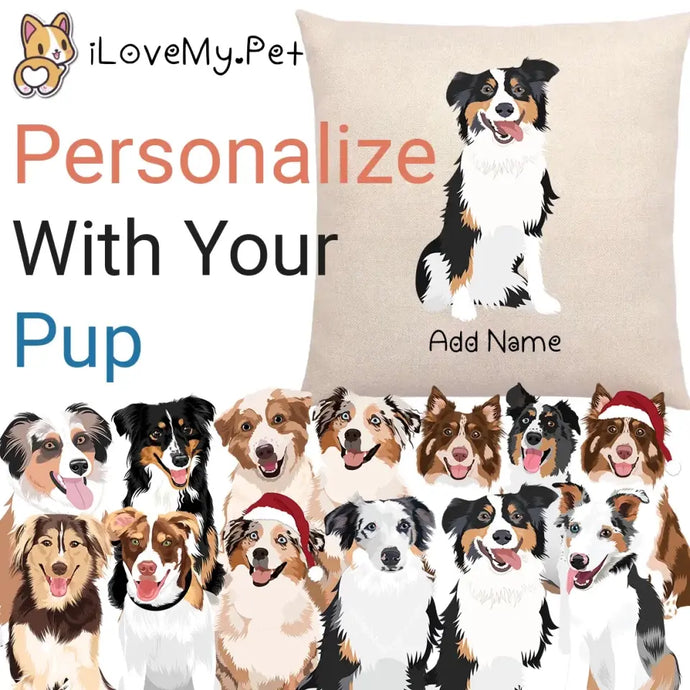 Personalized Australian Shepherd Linen Pillowcase-Linen Pillow Case-Cotton-Linen-16