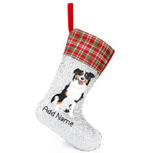 Load image into Gallery viewer, Personalized Australian Shepherd Shiny Sequin Christmas Stocking-Christmas Ornament-Australian Shepherd, Christmas, Home Decor, Personalized-Sequinned Christmas Stocking-Sequinned Silver White-One Size-2