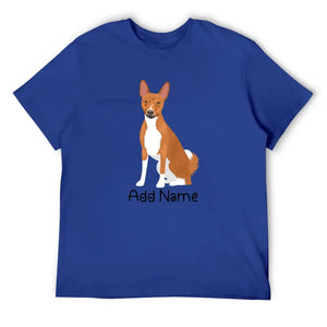 Personalized Basenji Dad Cotton T Shirt-Apparel-Apparel, Basenji, Dog Dad Gifts, Personalized, Shirt, T Shirt-Men's Cotton T Shirt-Blue-Medium-11