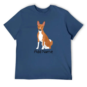 Personalized Basenji Dad Cotton T Shirt-Apparel-Apparel, Basenji, Dog Dad Gifts, Personalized, Shirt, T Shirt-Men's Cotton T Shirt-Navy Blue-Medium-12