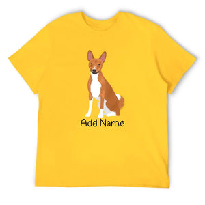 Personalized Basenji Dad Cotton T Shirt-Apparel-Apparel, Basenji, Dog Dad Gifts, Personalized, Shirt, T Shirt-Men's Cotton T Shirt-Yellow-Medium-13