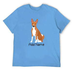 Personalized Basenji Dad Cotton T Shirt-Apparel-Apparel, Basenji, Dog Dad Gifts, Personalized, Shirt, T Shirt-Men's Cotton T Shirt-Sky Blue-Medium-2