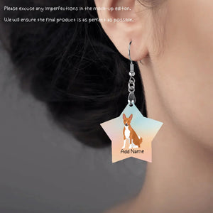 Personalized Basenji Dog Mom Earrings-Dog Themed Jewellery-Basenji-Personalized Dog Mom Earrings-Star-One Size-5