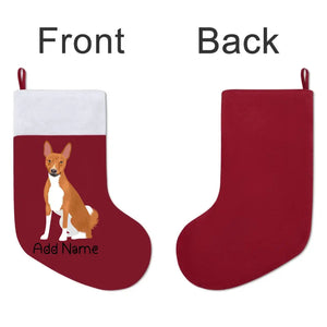 Personalized Basenji Large Christmas Stocking-Christmas Ornament-Basenji, Christmas, Home Decor, Personalized-Large Christmas Stocking-Christmas Red-One Size-3