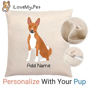 Personalized Basenji Linen Pillowcase-Home Decor-Basenji, Dog Dad Gifts, Dog Mom Gifts, Home Decor, Personalized, Pillows-Linen Pillow Case-Cotton-Linen-12"x12"-1