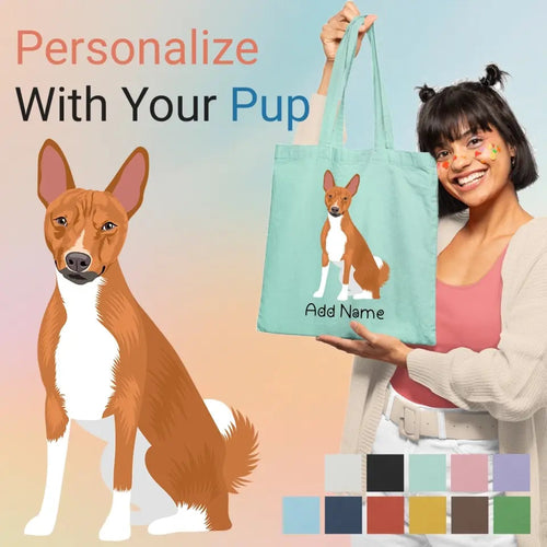 Personalized Basenji Love Zippered Tote Bag-Accessories-Accessories, Bags, Basenji, Dog Mom Gifts, Personalized-1