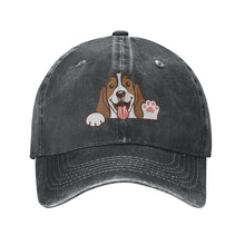 Load image into Gallery viewer, Personalized Basset Hound Baseball Cap - Waving Basset Hound Design - Match Your Dog's Coat Color-Hats &amp; Caps-Accessories,Baseball Caps,Basset Hound,Dog Dad Gifts,Dog Mom Gifts-Black-One Size-2
