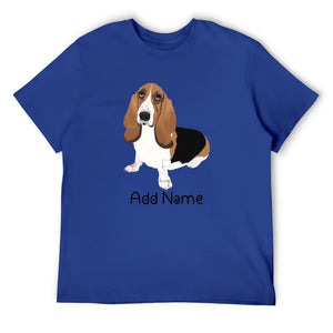 Personalized Basset Hound Dad Cotton T Shirt-Apparel-Apparel, Basset Hound, Dog Dad Gifts, Personalized, Shirt, T Shirt-Men's Cotton T Shirt-Blue-Medium-11