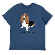 Load image into Gallery viewer, Personalized Basset Hound Dad Cotton T Shirt-Apparel-Apparel, Basset Hound, Dog Dad Gifts, Personalized, Shirt, T Shirt-Men&#39;s Cotton T Shirt-Navy Blue-Medium-12