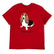 Load image into Gallery viewer, Personalized Basset Hound Dad Cotton T Shirt-Apparel-Apparel, Basset Hound, Dog Dad Gifts, Personalized, Shirt, T Shirt-Men&#39;s Cotton T Shirt-Red-Medium-14