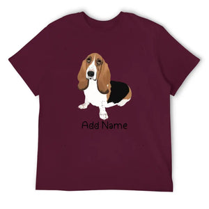 Personalized Basset Hound Dad Cotton T Shirt-Apparel-Apparel, Basset Hound, Dog Dad Gifts, Personalized, Shirt, T Shirt-Men's Cotton T Shirt-Maroon-Medium-15