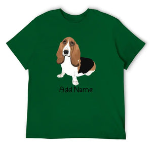 Personalized Basset Hound Dad Cotton T Shirt-Apparel-Apparel, Basset Hound, Dog Dad Gifts, Personalized, Shirt, T Shirt-Men's Cotton T Shirt-Green-Medium-16