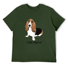 Load image into Gallery viewer, Personalized Basset Hound Dad Cotton T Shirt-Apparel-Apparel, Basset Hound, Dog Dad Gifts, Personalized, Shirt, T Shirt-Men&#39;s Cotton T Shirt-Army Green-Medium-17