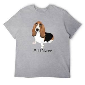 Personalized Basset Hound Dad Cotton T Shirt-Apparel-Apparel, Basset Hound, Dog Dad Gifts, Personalized, Shirt, T Shirt-Men's Cotton T Shirt-Gray-Medium-19