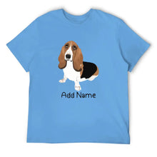 Load image into Gallery viewer, Personalized Basset Hound Dad Cotton T Shirt-Apparel-Apparel, Basset Hound, Dog Dad Gifts, Personalized, Shirt, T Shirt-Men&#39;s Cotton T Shirt-Sky Blue-Medium-2