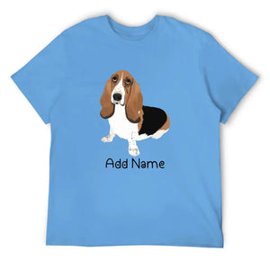 Personalized Basset Hound Dad Cotton T Shirt-Apparel-Apparel, Basset Hound, Dog Dad Gifts, Personalized, Shirt, T Shirt-Men's Cotton T Shirt-Sky Blue-Medium-2