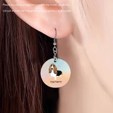 Load image into Gallery viewer, Personalized Basset Hound Dog Mom Earrings-Dog Themed Jewellery-Basset Hound-Personalized Dog Mom Earrings-Round-One Size-4