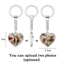 Load image into Gallery viewer, Personalized Basset Hound Keychain - Heart Shaped - Double-Sided Glass-Key Chain-Accessories,Basset Hound,Keychain,Upload Photo-2