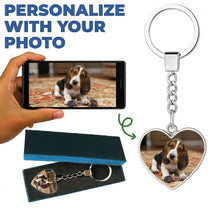 Load image into Gallery viewer, Personalized Basset Hound Keychain - Heart Shaped - Double-Sided Glass-Key Chain-Accessories,Basset Hound,Keychain,Upload Photo-4